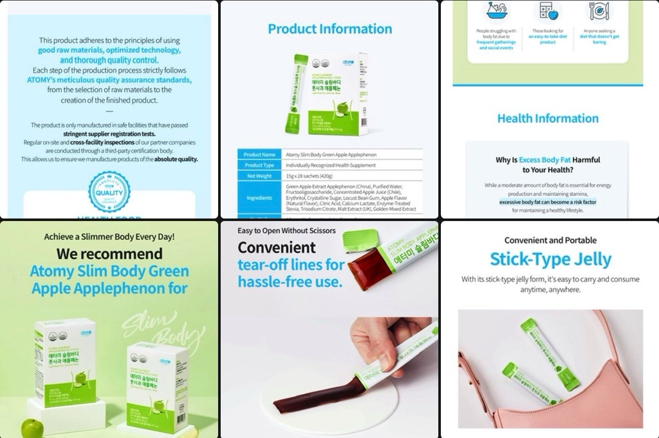 Atomy Slim Body Green Apple Applephenon Jelly Stick 🍏