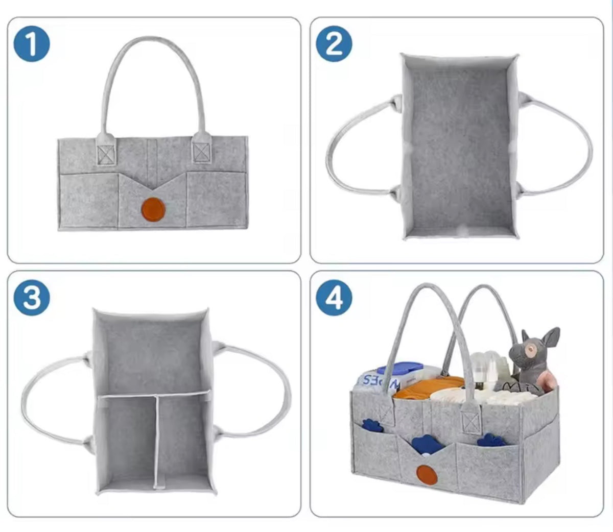 🧸 Maternidad Bolsa Organizador de Pañales y Accesorios para Bebé – Fieltro MM0913 Color Creme 💚