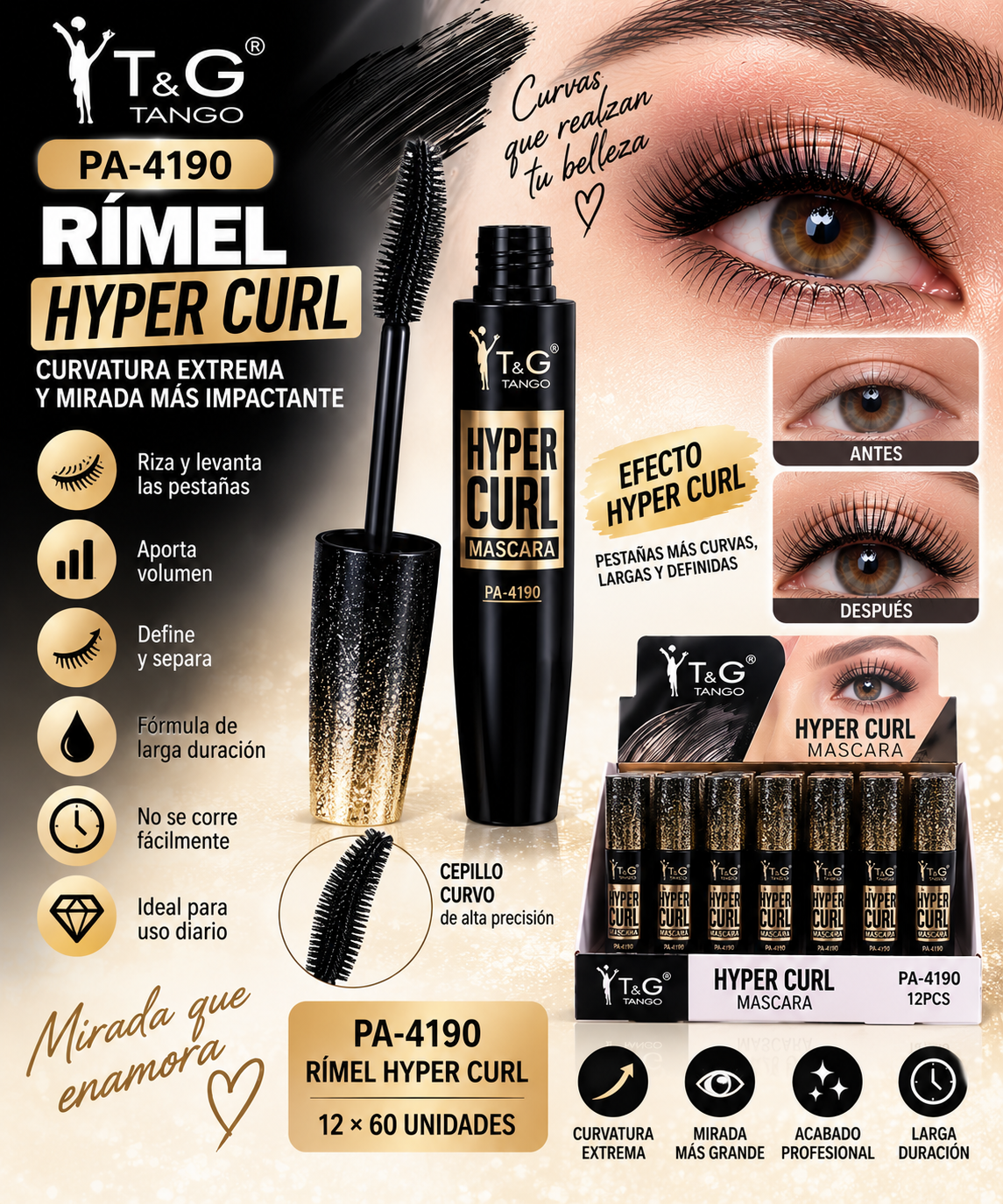 ✨ T&G Rímel Hyper Curl PA-4190 x12 Box 💛