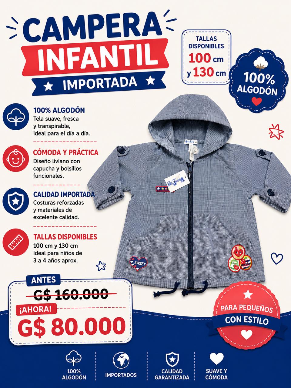 Ropa Infantil ✨ Campera Infantil Importada Con Capucha 🩶