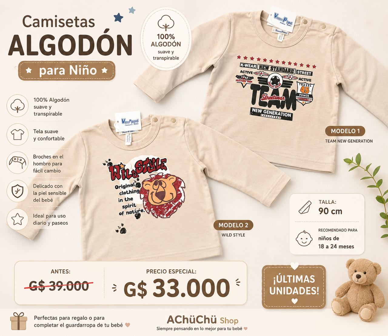 Ropa Infantil ✨ Camisetas De Algodón Para Niño 👦🌿