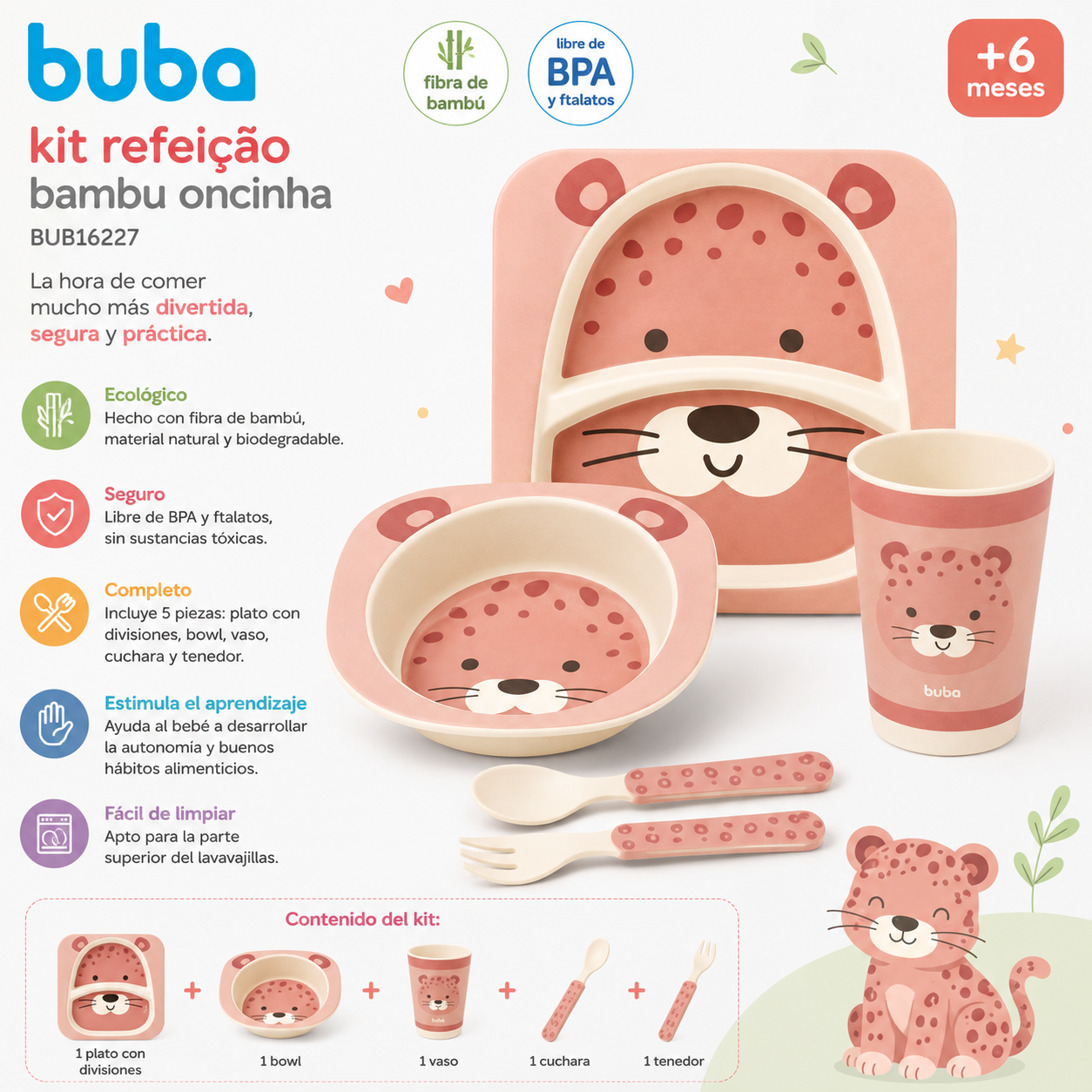 Buba Kit de Alimentación de Bambú Oncita – BUB16227 🐆💚
