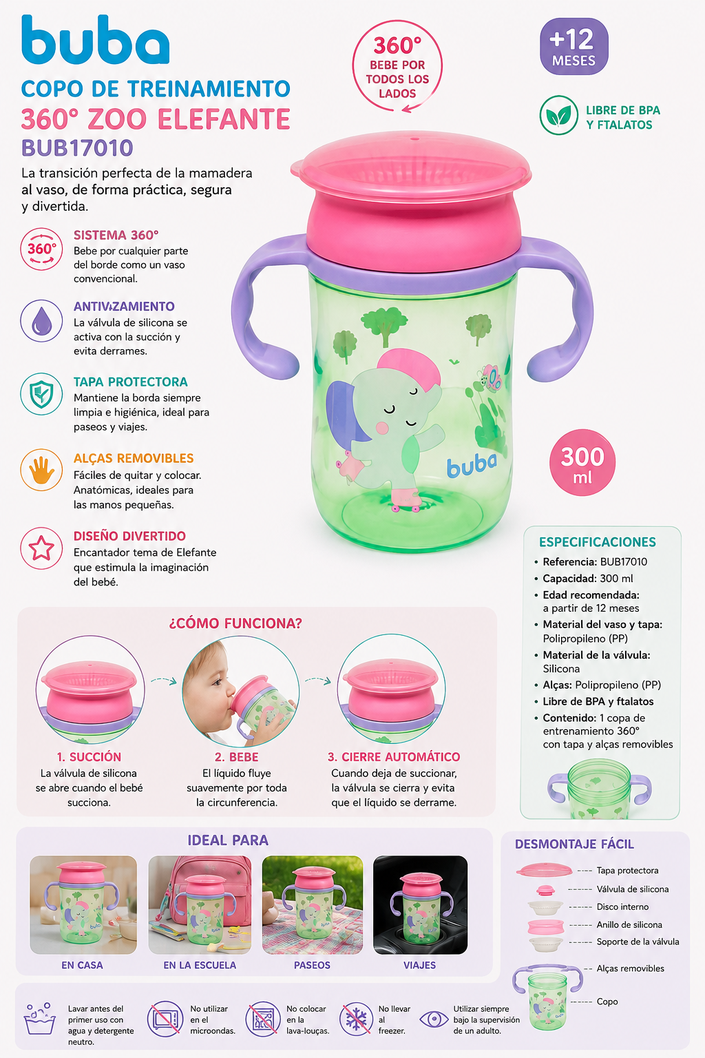 Buba Copo de Treinamento 360° Zoo Elefante 300ml BUB17010