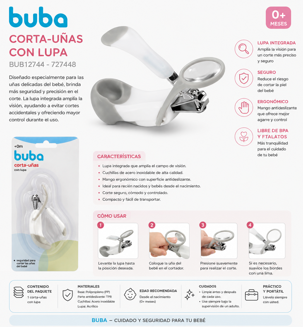 BUBA CORTA UÑAS CON LUPA BUB12744 - 727448 💚