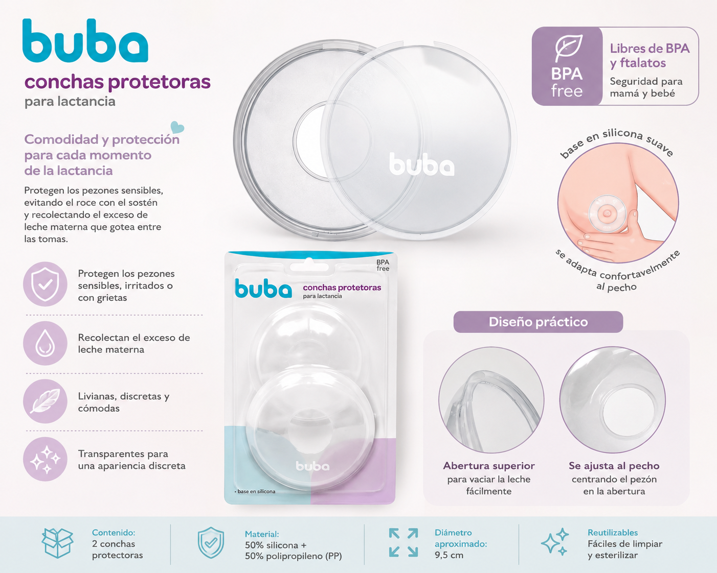 Buba Maternidad Conchas Protectoras para Lactancia – BUB9733