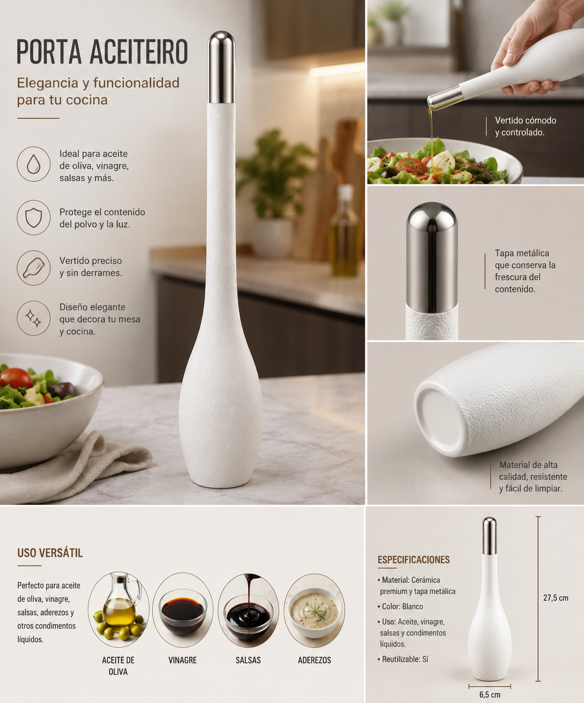 Cocina✨ Porta Aceiteiro Premium – Dispensador de Aceite y Vinagre 💛