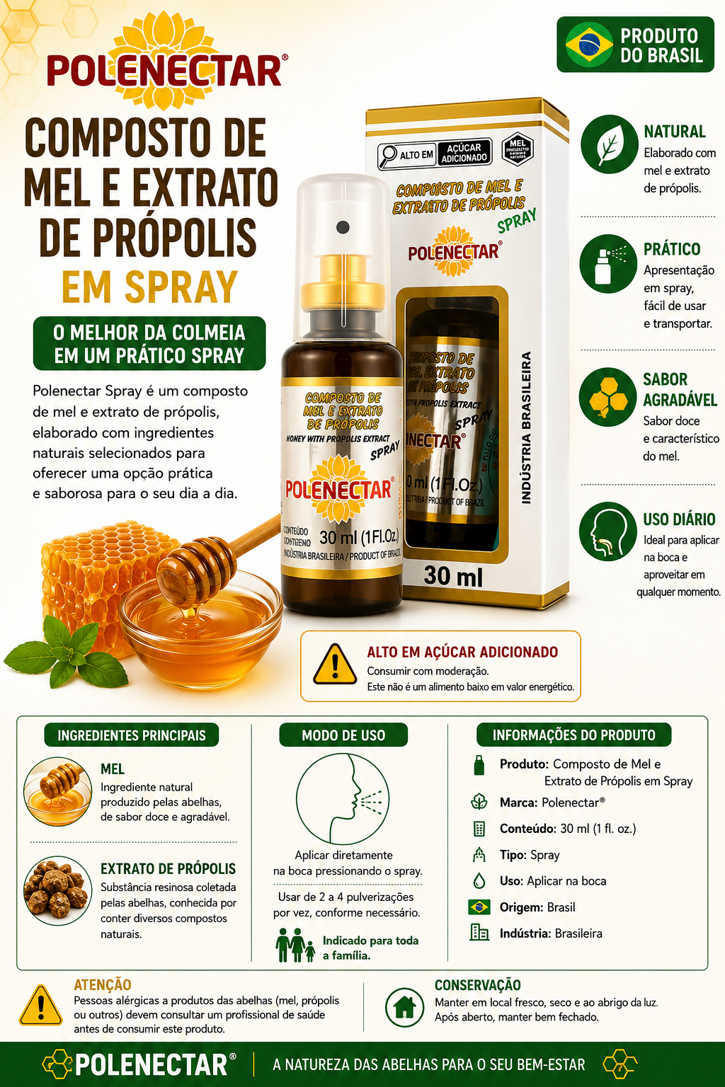 Suplemento Propolis 🐝 🍯 Polenectar – Compuesto de Miel y Extracto de Própolis en Spray
