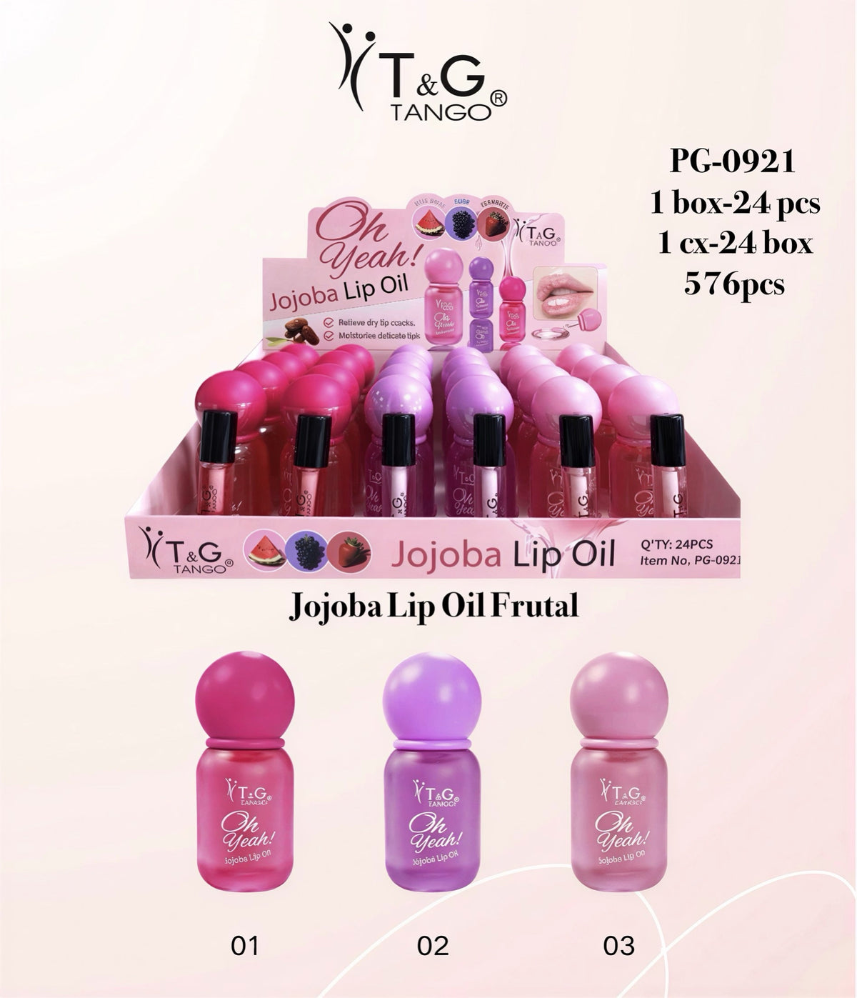 🍓T&G JOJOBA LIP OIL FRUTAL PG-0921 x24 Box 💛