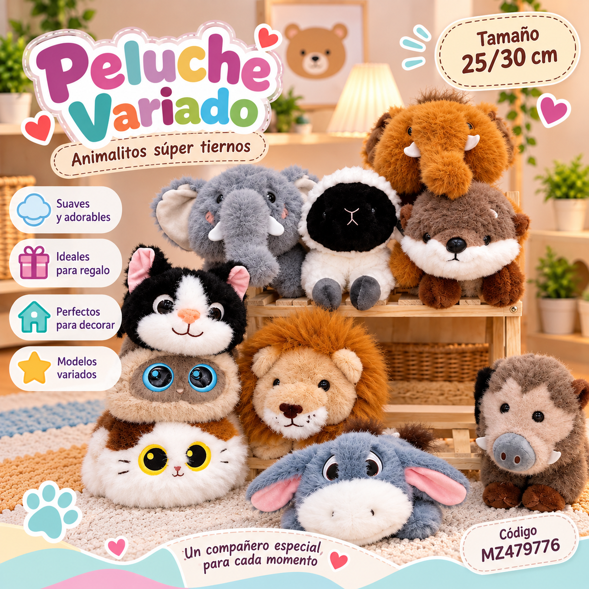 🧸 Peluche Variado – Animalitos 25cm - MZ479776 💛