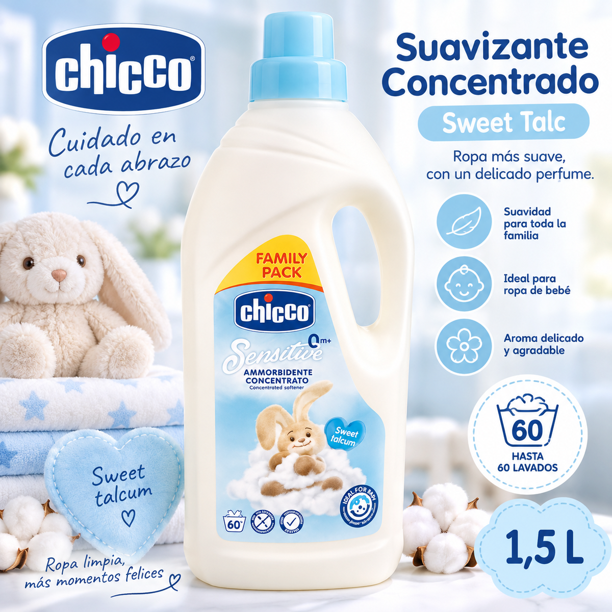 CHICCO SENSITIVE SUAVIZANTE CONCENTRADO SWEET TALC 1,5 L - 67294-21
