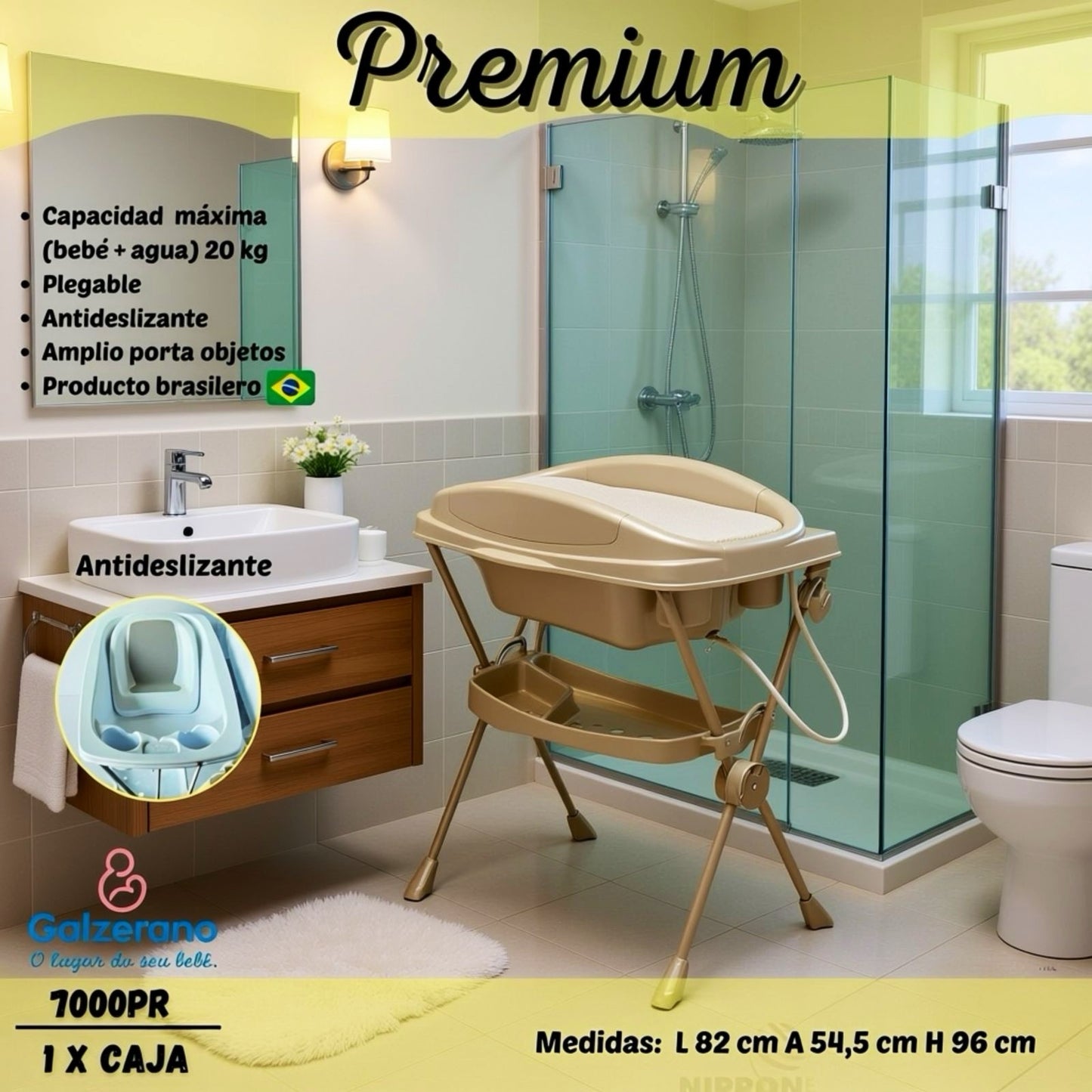 Galzerano Bañera Premium +Antideslizante Color Pérola R.N-20KG - 7000