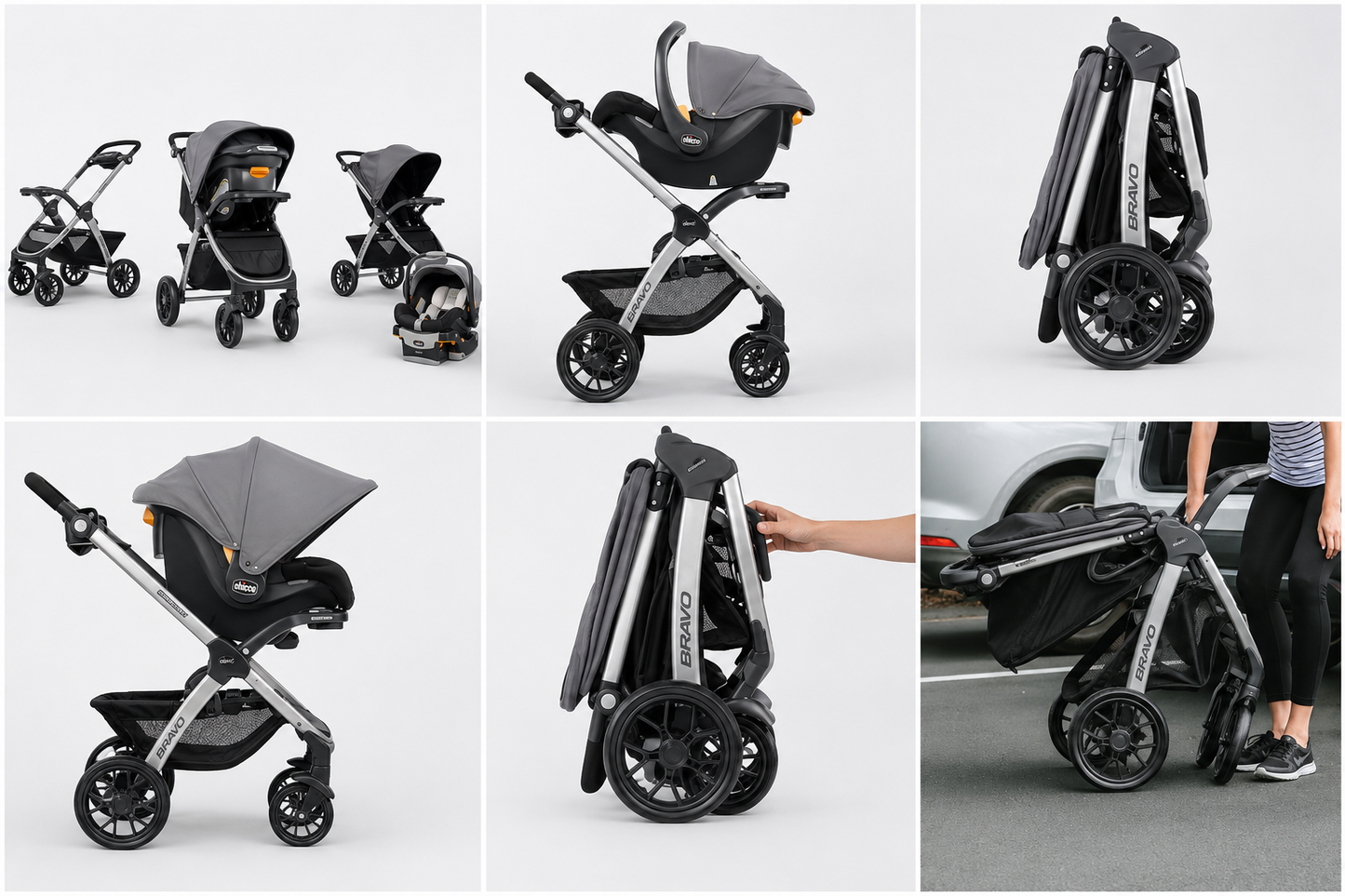 Chicco Carrito Bravo Travel System + Baby Comfort + Base Para Auto Camden USA 79632-92 - 612059