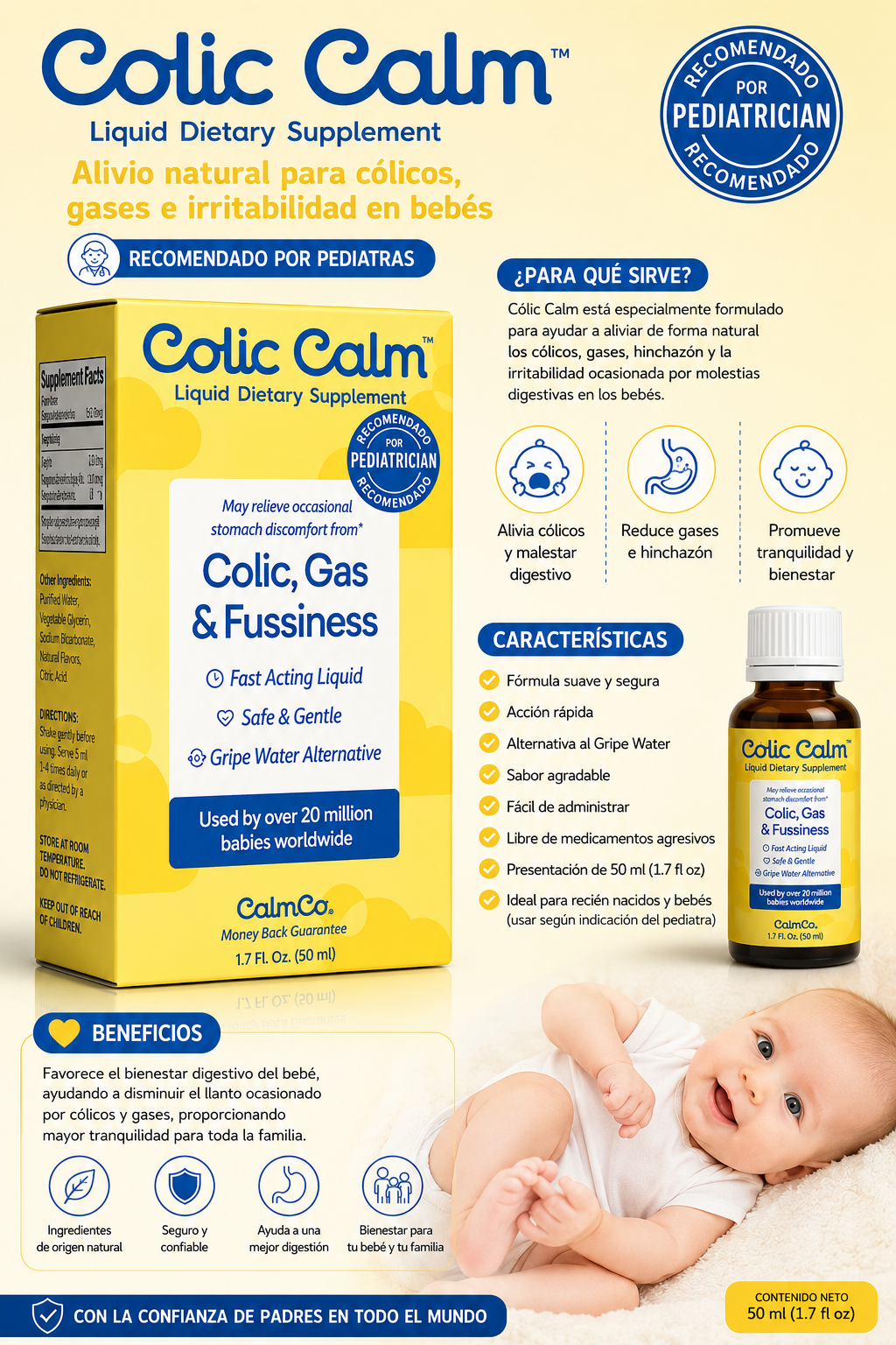 Cólic Calm Liquid Dietary Supplement – Color Amarillo (50 ml)
