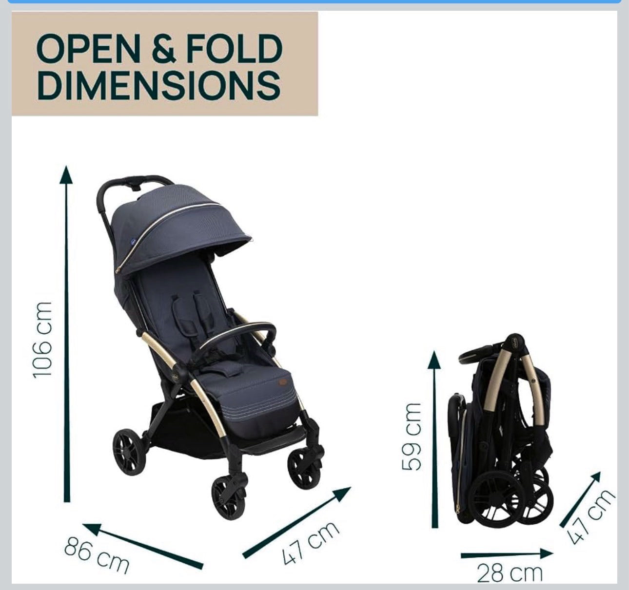 Chicco Goody XPlus Sandshell
Carrito de Paseo Compacto con Plegado Automático 87040-27 Dark Shadow 💛