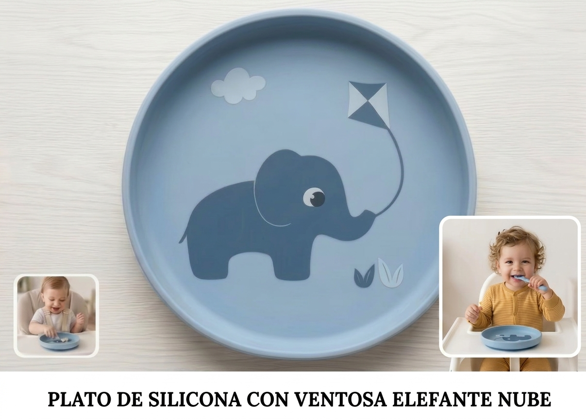 Buba Platito en silicona con ventosa elefante cloudy 7m+ Bub20889 - 808895