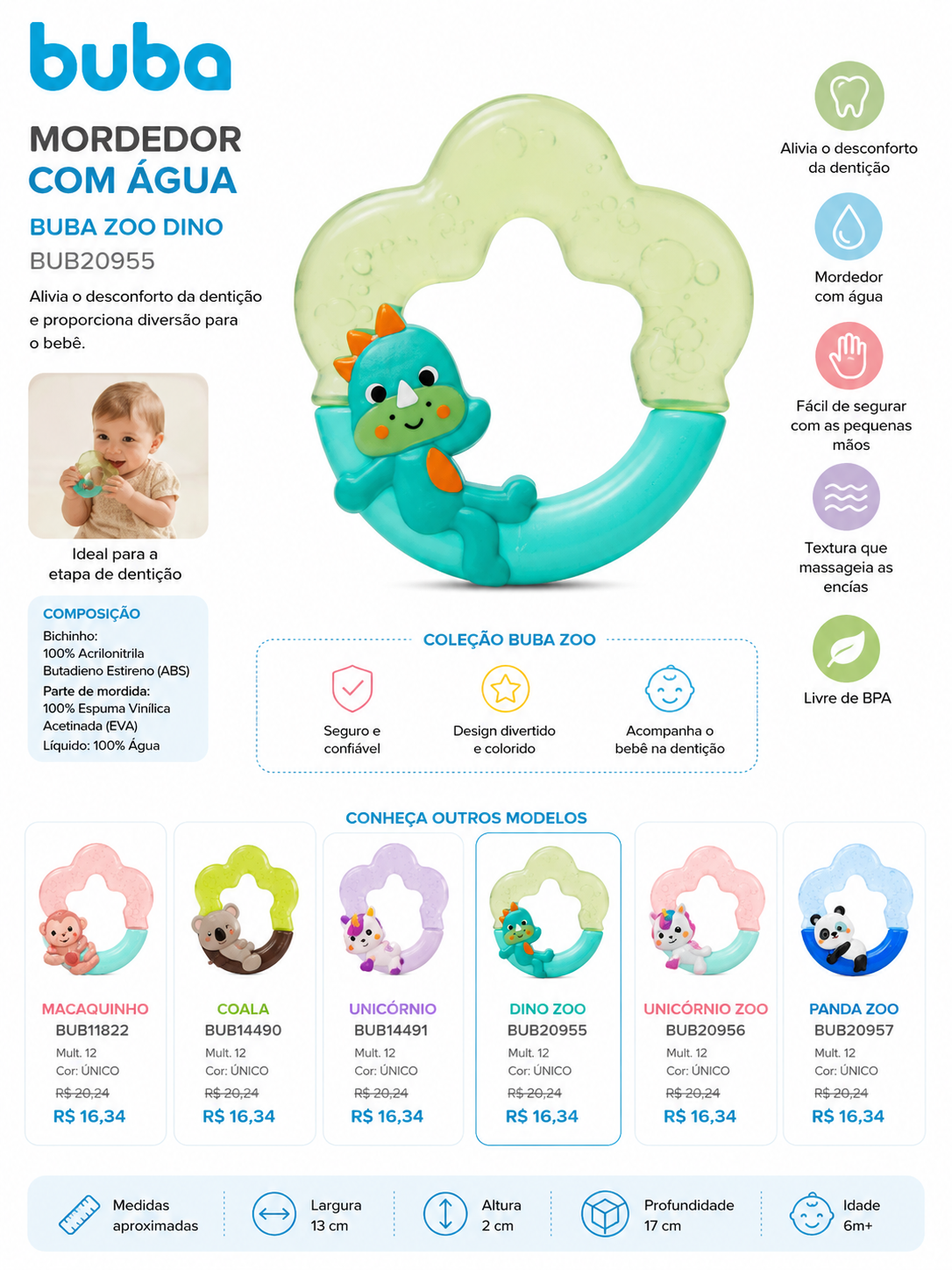 Buba Mordedor con Agua Zoo 🦖 Dino — BUB20955
🦄 Unicornio — BUB20956
🐼 Panda — BUB20957
