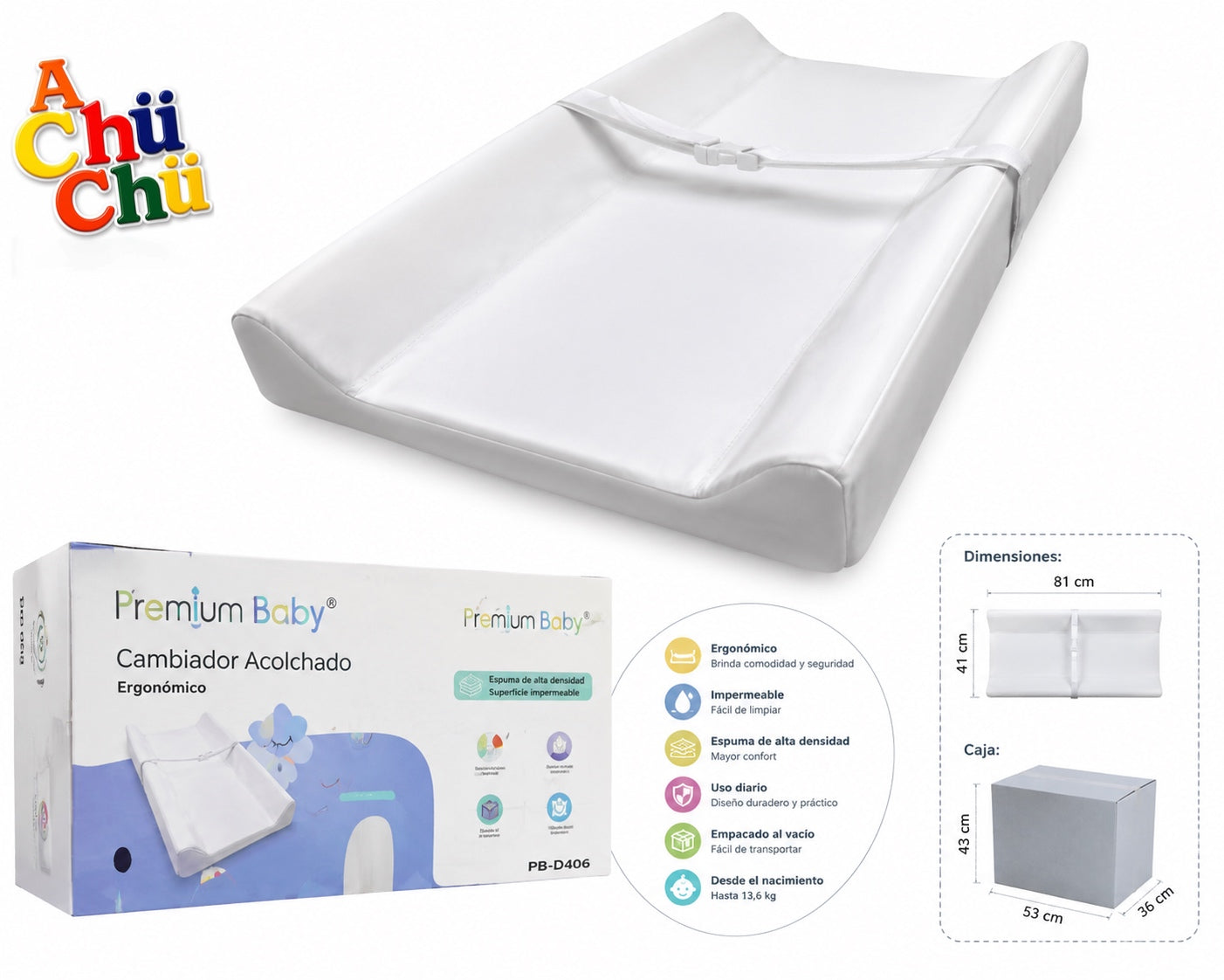 Premium Baby Cambiador Acolchado Ergonómico – PB-D406 / 7453132848423 💛