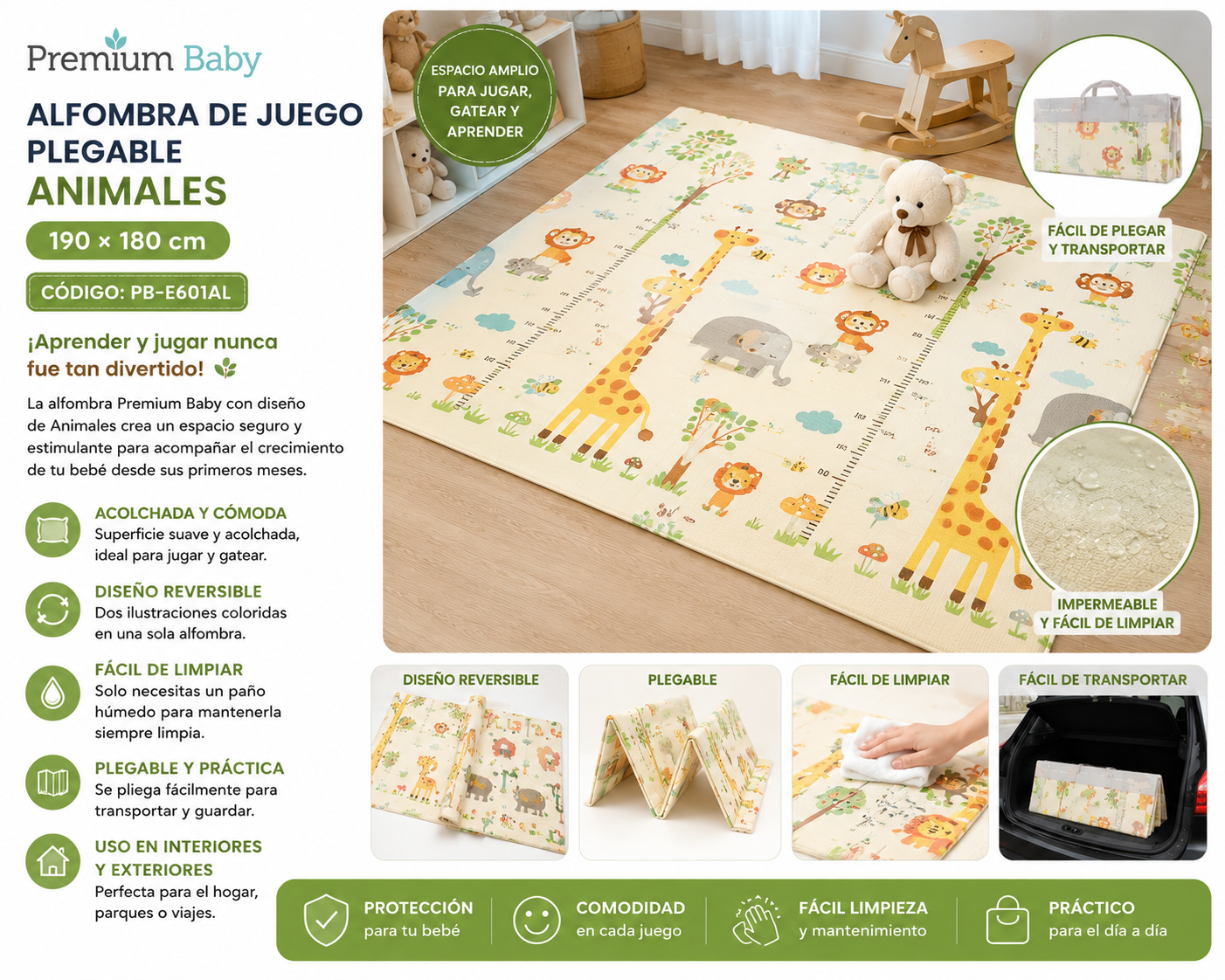 Premium Baby Alfombra de Juego Plegable Animales 190 × 180 cm
PB-E601AL 💛