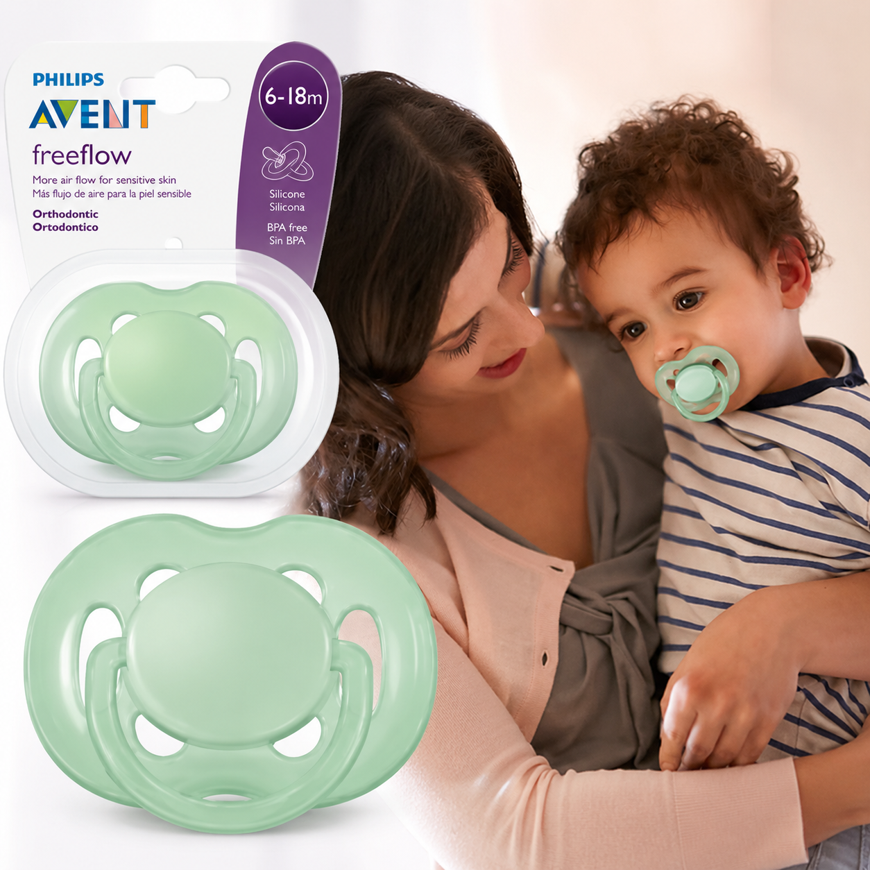 Avent Chupete Freeflow 6–18 Meses x1 – Verde SCF178/14 - 17814
✨ ¡Comodidad, frescura y tranquilidad para tu bebé! 👶💚