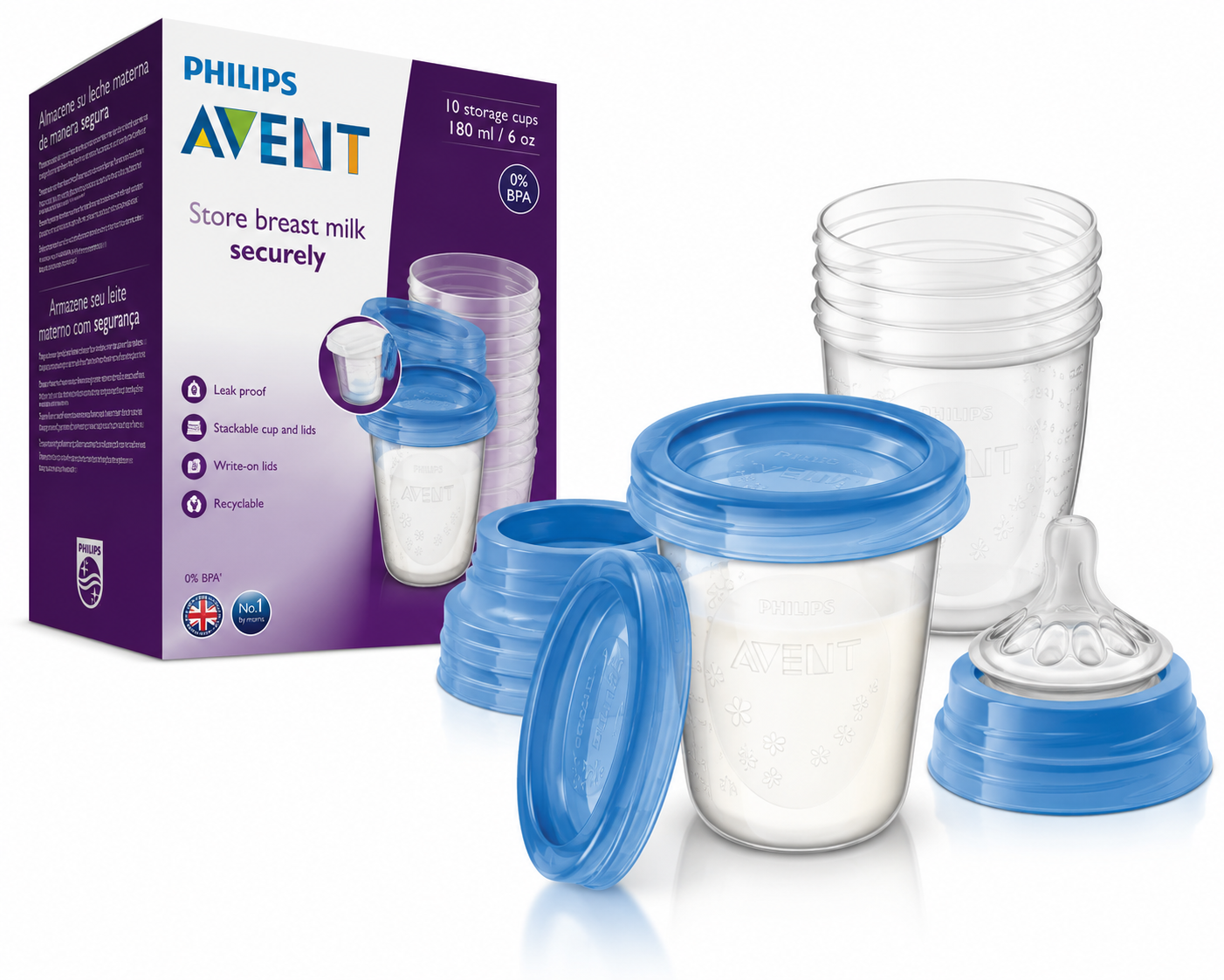 Avent Maternidad Porta Leche – Recipientes de Almacenamiento x10 - SCF618/10 - 671589
🤱🍼 ¡La forma más práctica y segura de almacenar la leche materna!