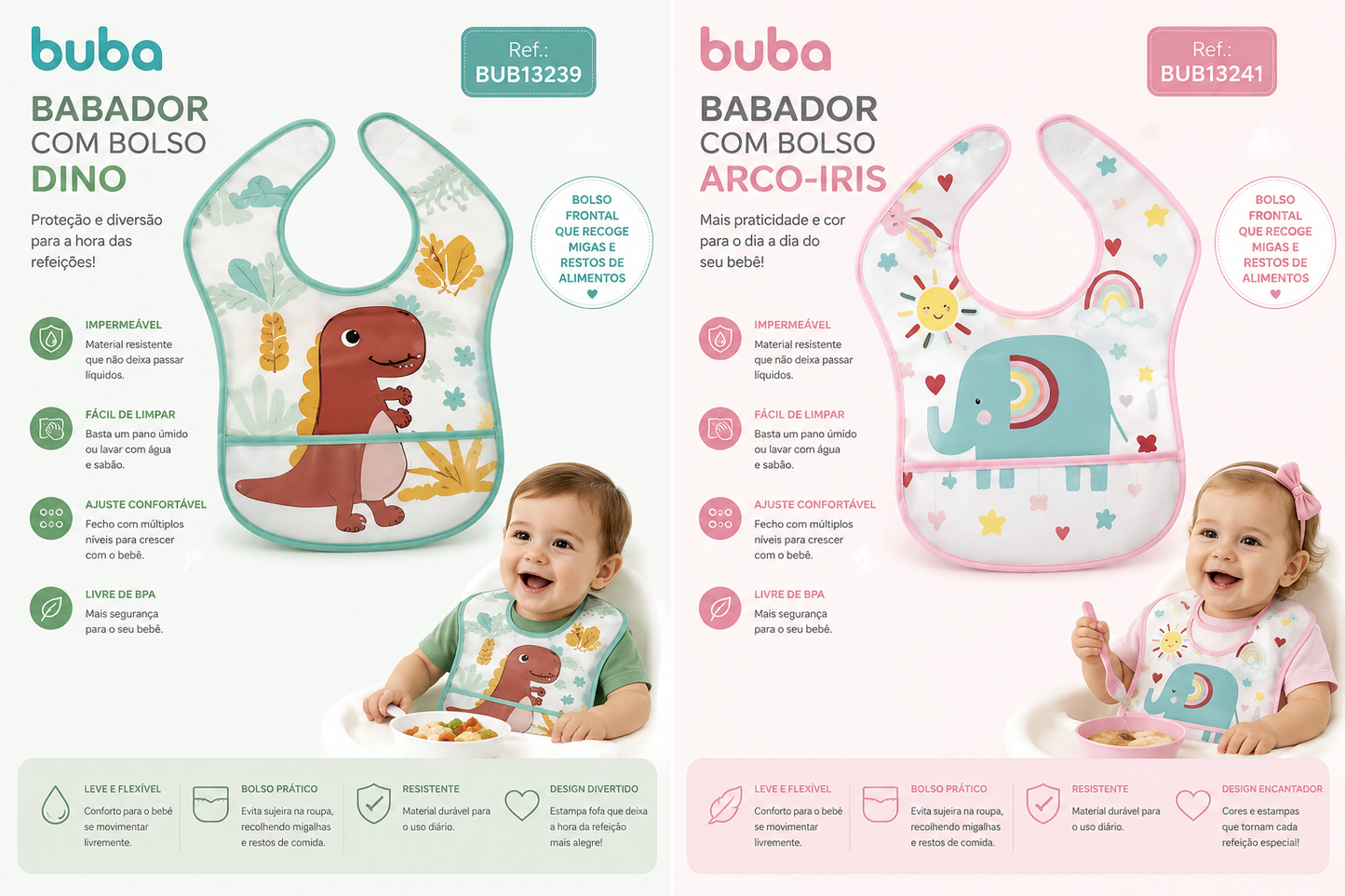 Babero con Bolsillo Dino BUB13239 🦖💚