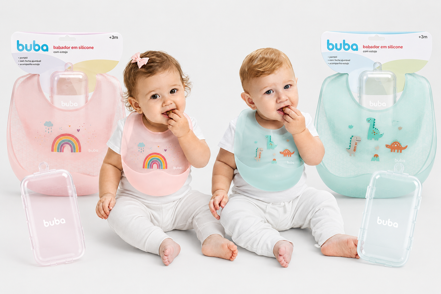 Buba Babero de Silicona con Recoge Migas y Estuche Magic Arcoíris BUB18050🩷