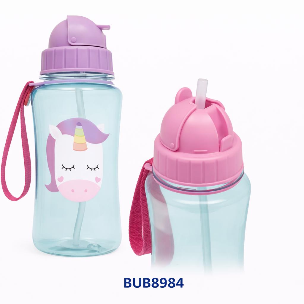 Buba Botella con Pajita y Tapa Antiderrame 350ml 12m+ Unicornio - BUB8984 🦄