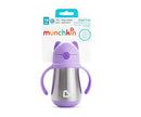 @MUNCHKIN ALIMENTACIÓN VASITO C/PAJITA & ASAS DE ACERO INOXIDABLE COOL CAT 237ML LILA 18M+ MU21288 - 212789
