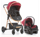 @PREMIUM BABY CARRITO MOISES CON BABY SEAT+BASE MIKE 3EN1 COLOR GRIS-NEGRO-BORDO