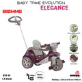 BABY INFANTIL TRICICLO TRIKE EVOLUTION CON VARILLA DE DIRECCION BY BIEMME 20KG - 613 ELEGANCE VINO