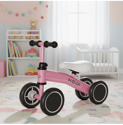🚲 KODI Bicicleta de Equilibrio – 4 Ruedas | 1 a 3 años - Rosa