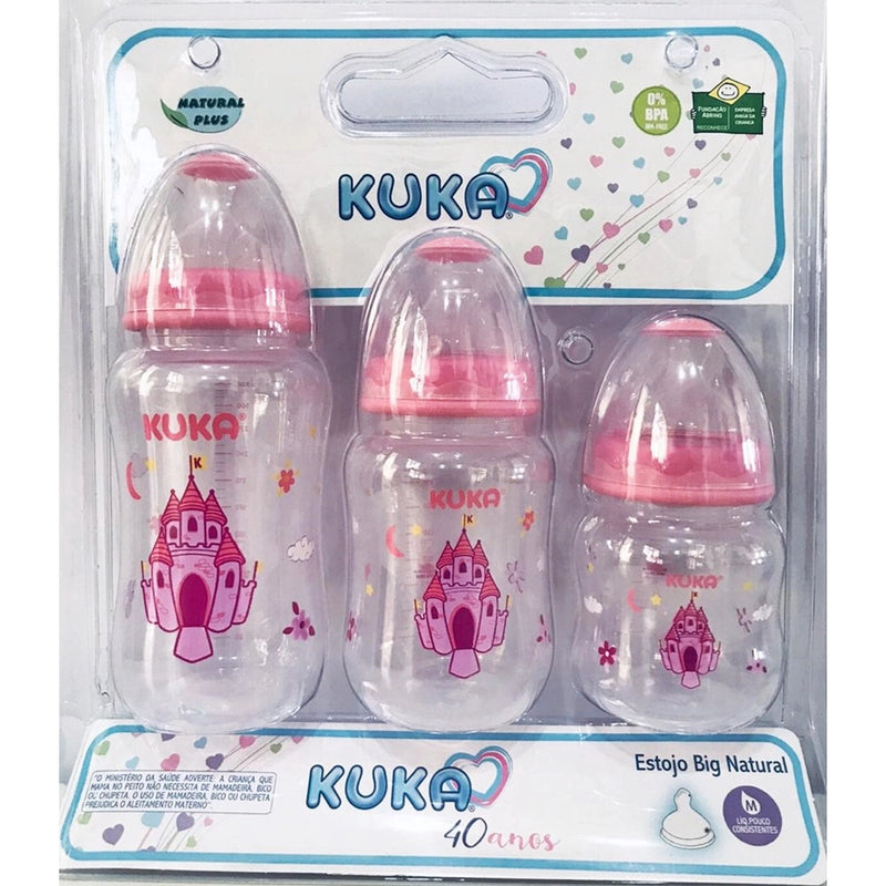 KUKA SET 3 MAMADERAS NATURAL ORTO ROSA 631527