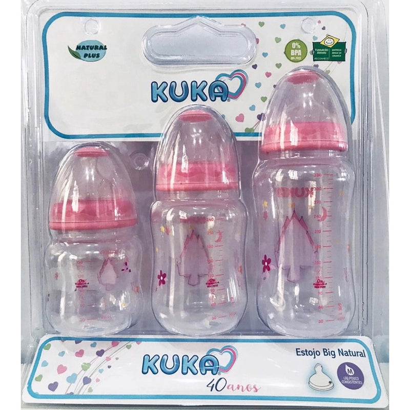KUKA SET 3 MAMADERAS NATURAL ORTO ROSA 631527
