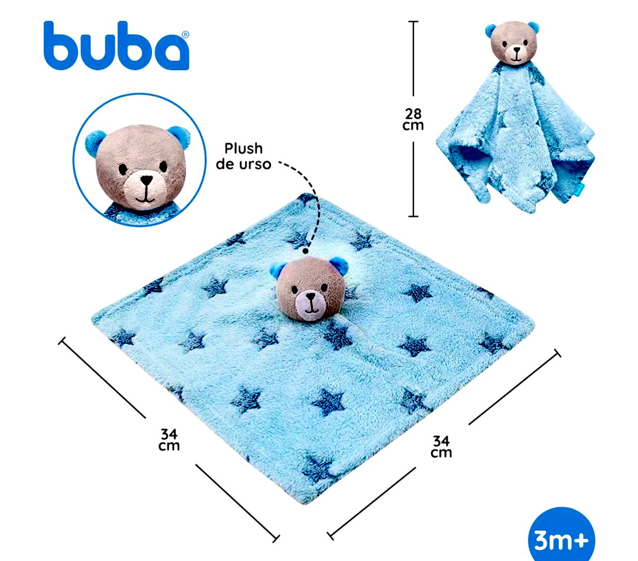 # BUBA MANTITA DE APEGO ELEFANTE GRIS - ESTRELLA C/OSITO AZUL / ROSA