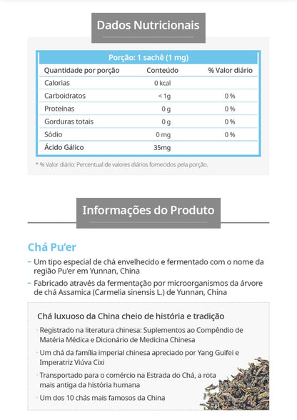 Atomy Slim Body Chá Pu’er Tea - 30 sobres individuales de 1g