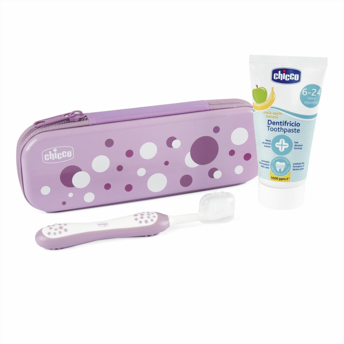 CHICCO HIGIENE SET CEPILLO DIENTE + PASTA DENTAL 6M+ LILAC 12098-10