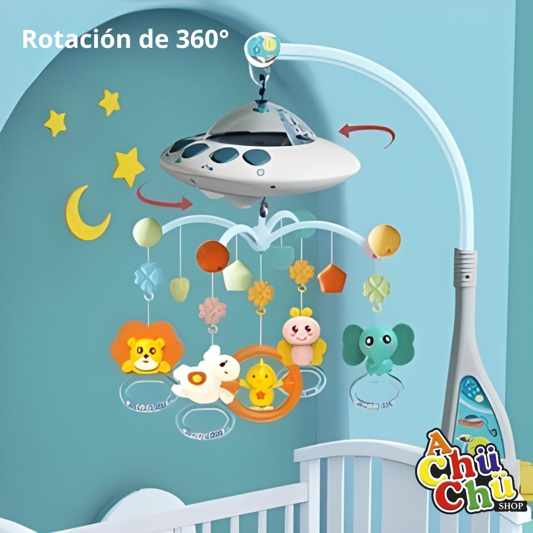 MÓVIL CARRUSEL P/ CUNA MUSICAL 360 MULTIFUNCIONAL + SONIDOS Y PROYECTOR + CONTROL REMOTO NAVE 126126
