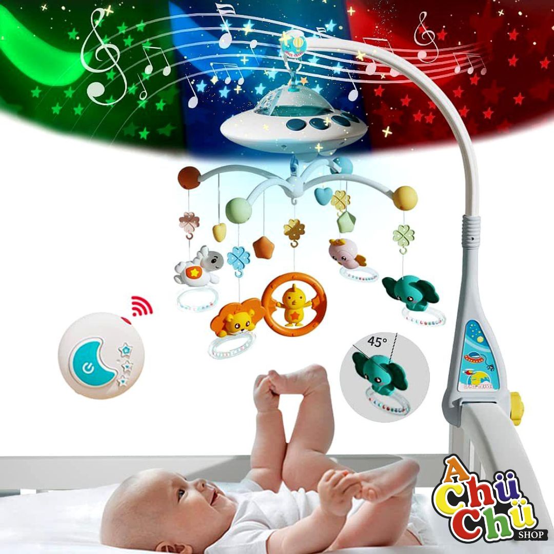 MÓVIL CARRUSEL P/ CUNA MUSICAL 360 MULTIFUNCIONAL + SONIDOS Y PROYECTOR + CONTROL REMOTO NAVE 126126