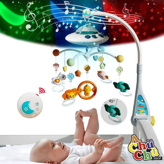 MÓVIL CARRUSEL P/ CUNA MUSICAL 360 MULTIFUNCIONAL + SONIDOS Y PROYECTOR + CONTROL REMOTO NAVE 126126