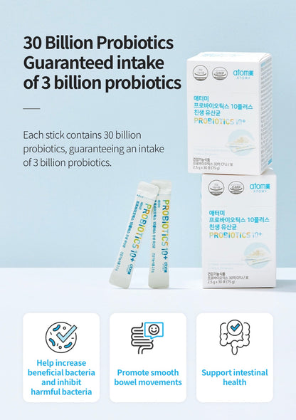 🩵💙 Atomy Probiotics 10+ ✨
🌿 12 cepas de probióticos.
🦠 3 mil millones de UFC por sobre.
🌱 Con prebióticos (FOS y GOS).
💙 Ayuda a mantener el equilibrio de la flora intestinal.