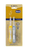 CHICCO CEPILLO DENTAL 6-36M LILAC MUSTARD /  INDIGO MUSTARD 2 PCS 12082-00 - 12082-11