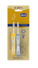 CHICCO CEPILLO DENTAL 6-36M LILAC MUSTARD /  INDIGO MUSTARD 2 PCS 12082-00 - 12082-11