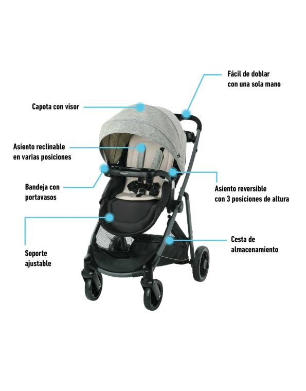 # GRACO CARRITO TRAVEL SYSTEM+BABY SEAT SNUGRIDE35 - 3EN1 - MODES ELEMENT - LYNWOOD 4 RUEDAS R.N-16/22KG GR2113923 - 172580