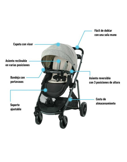 # GRACO CARRITO TRAVEL SYSTEM+BABY SEAT SNUGRIDE35 - 3EN1 - MODES ELEMENT - LYNWOOD 4 RUEDAS R.N-16/22KG GR2113923 - 172580