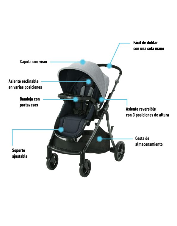 @ GRACO CARRITO TRAVEL SYSTEM+BABY SEAT SNUGRIDE35 MODES CLOSER 3EN1 - NASH - R.N-16/22KG - GR2139171 - 175369