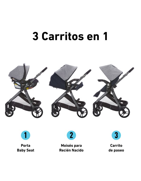 @ GRACO CARRITO TRAVEL SYSTEM+BABY SEAT SNUGRIDE35 MODES CLOSER 3EN1 - NASH - R.N-16/22KG - GR2139171 - 175369