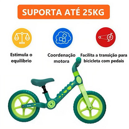 # BUBA BICICLETA DE EQUILIBRIO DINO VERDE BU - ROSA BUB19620