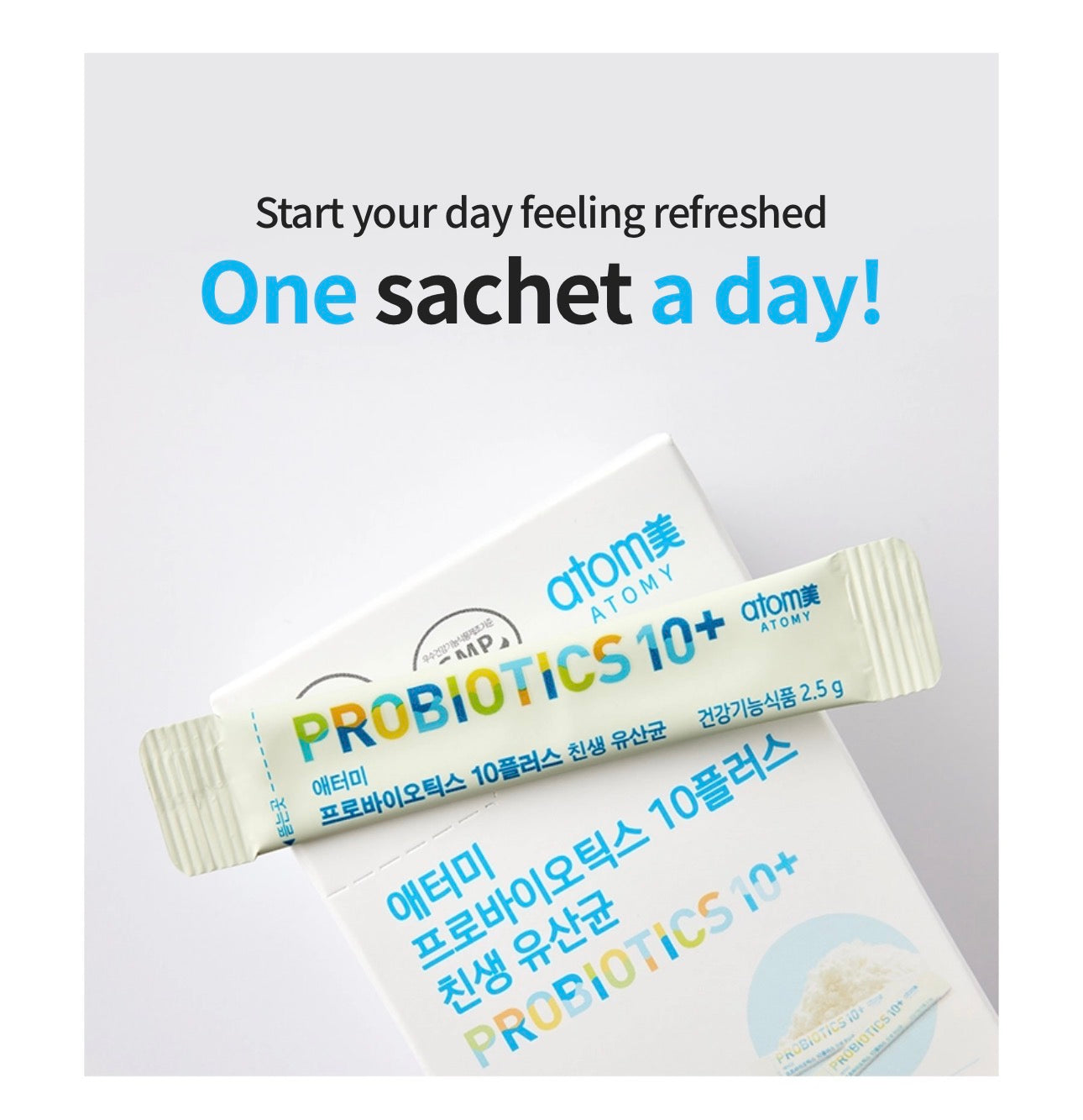🩵💙 Atomy Probiotics 10+ ✨
🌿 12 cepas de probióticos.
🦠 3 mil millones de UFC por sobre.
🌱 Con prebióticos (FOS y GOS).
💙 Ayuda a mantener el equilibrio de la flora intestinal.