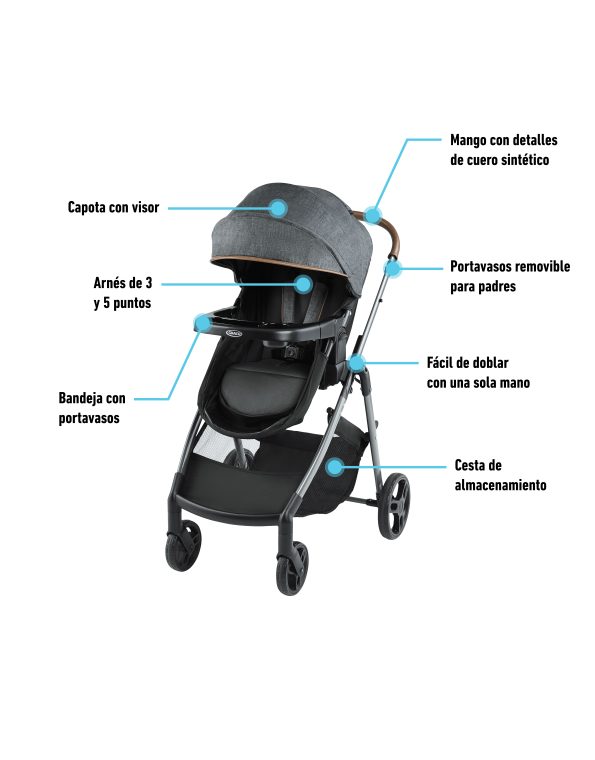 # GRACO CARRITO TRAVEL SYSTEM+BABY SEAT SNUGRIDE35 MODES TRIO HEMLOCK - R.N-16/22KG - GR2164695- 181858