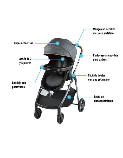 # GRACO CARRITO TRAVEL SYSTEM+BABY SEAT SNUGRIDE35 MODES TRIO HEMLOCK - R.N-16/22KG - GR2164695- 181858